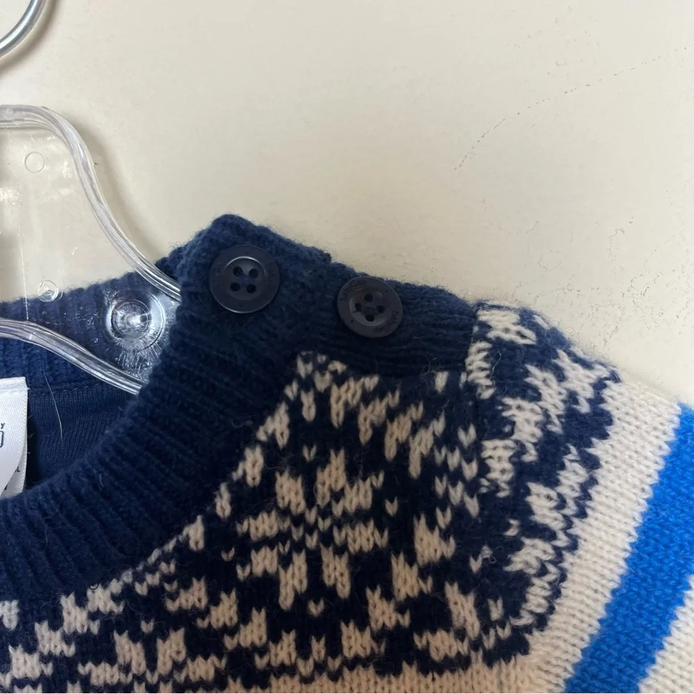 VINTAGE NWT ‘04 Baby Gap 3 months Lined Lambs wool sweater‎ blue fair isle